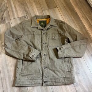 Prana Mens Medium Green Canvas Quilted Lined Field Jacket Barn Coat Workwear